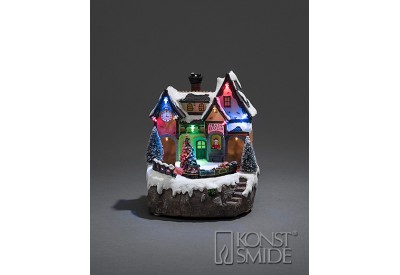 Konstsmide Mechanical Moving Train Christmas Decoration LED. Battery Operated or Mains (21.5 x 18cm)